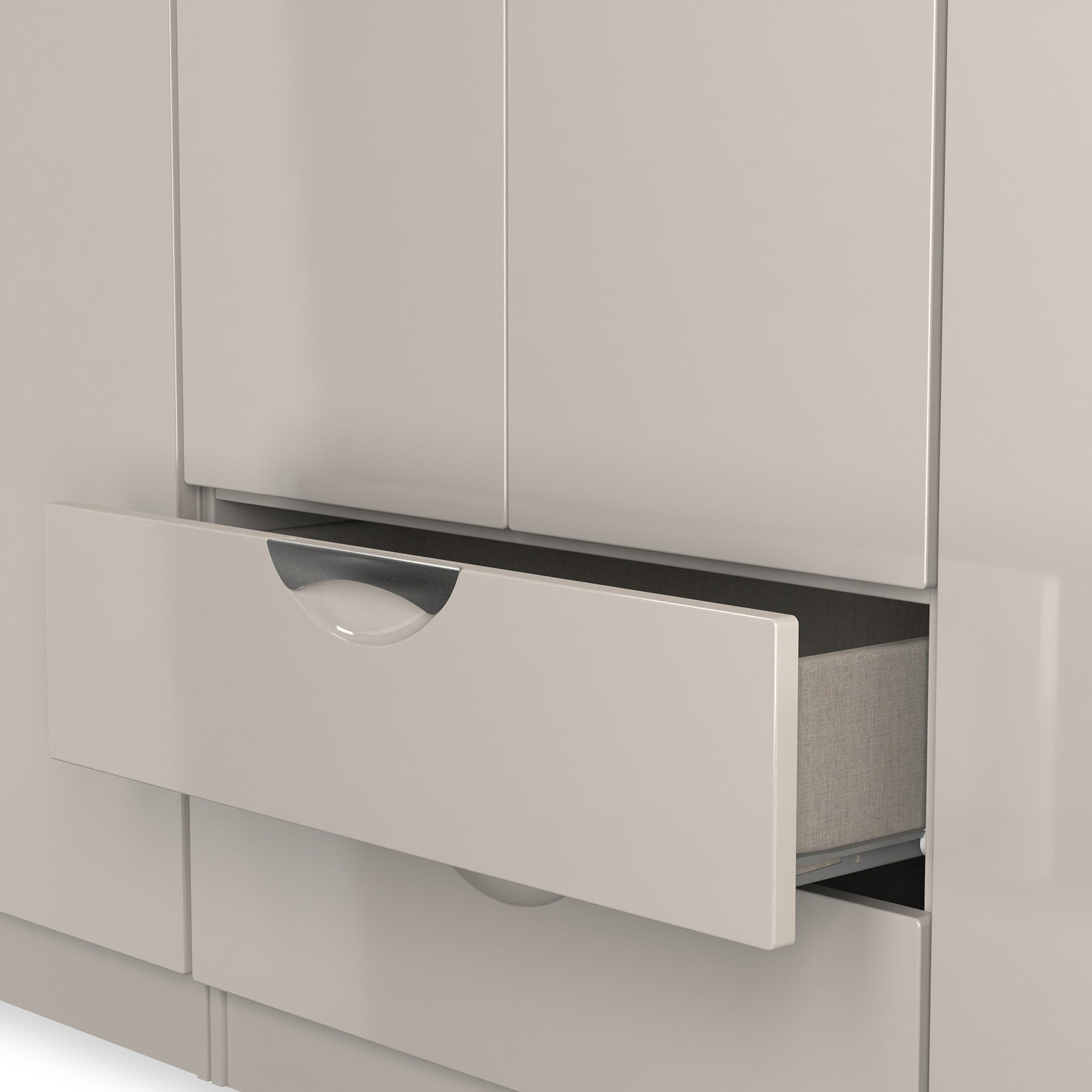 Beckett 6 Door 2 Drawer Wardrobe Cream Gloss from Roseland Furniture