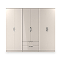 Beckett 6 Door 2 Drawer Wardrobe Cream Gloss from Roseland Furniture