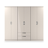 Beckett 6 Door 2 Drawer Wardrobe Cream Gloss from Roseland Furniture