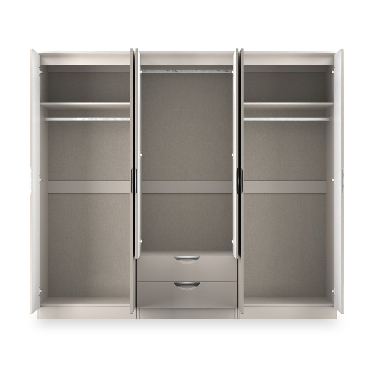 Beckett 6 Door 2 Drawer Wardrobe Cream Gloss from Roseland Furniture
