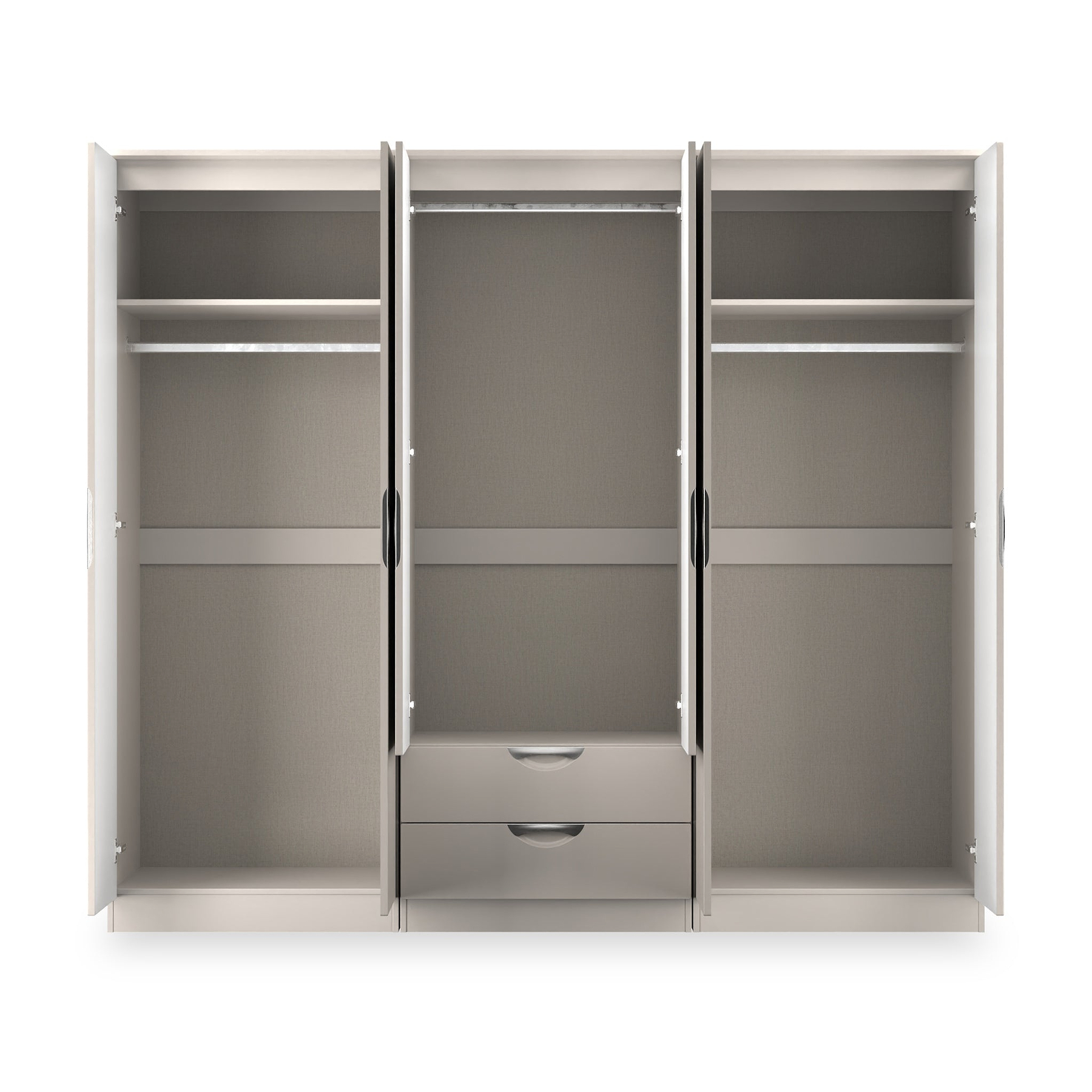 Beckett 6 Door 2 Drawer Wardrobe Cream Gloss from Roseland Furniture