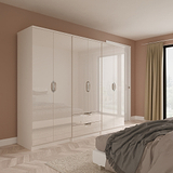 Beckett 6 Door 2 Drawer Wardrobe Cream Gloss from Roseland Furniture