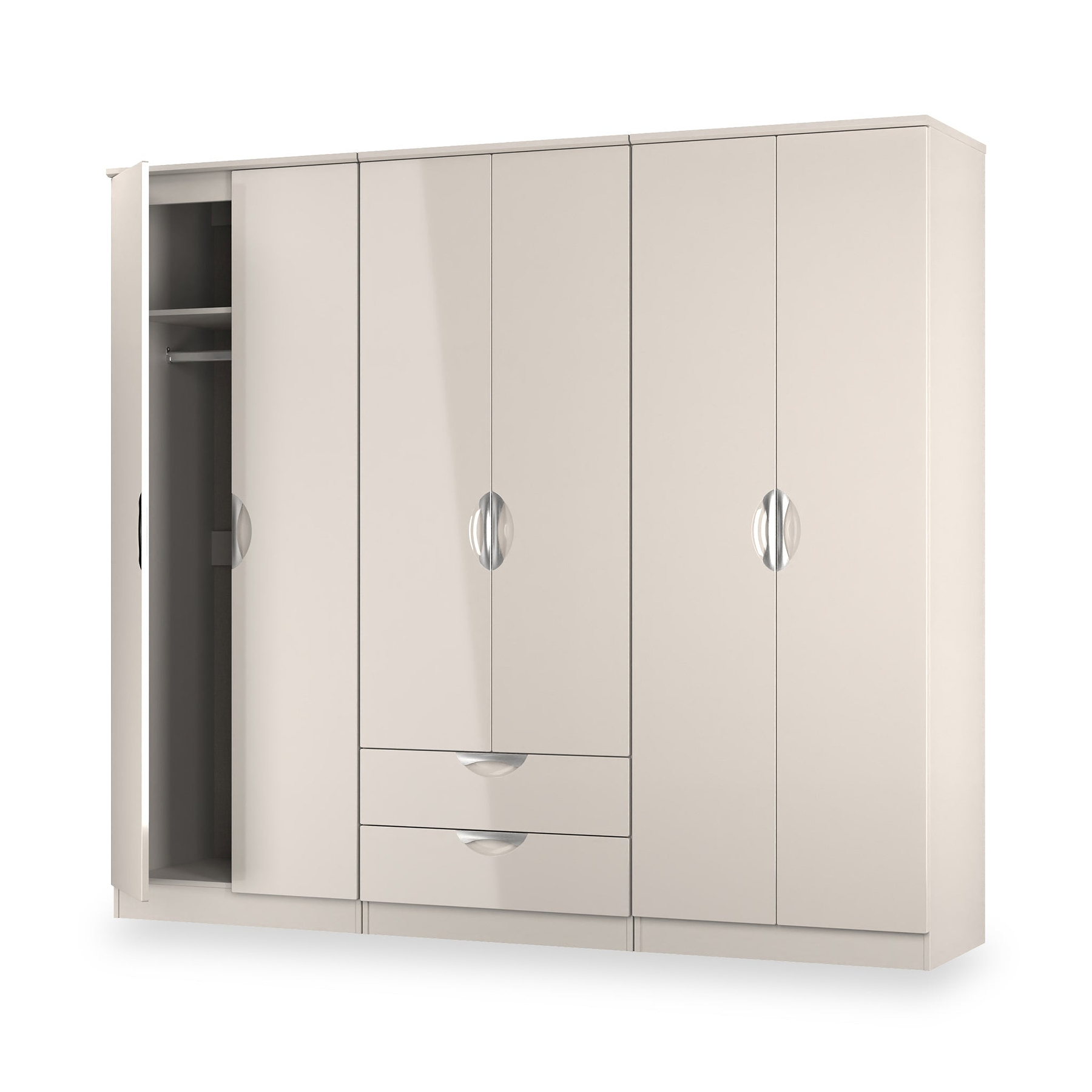 Beckett 6 Door 2 Drawer Wardrobe Kashmir Gloss from Roseland Furniture