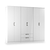 Beckett 6 Door 2 Drawer Wardrobe White Gloss from Roseland Furniture