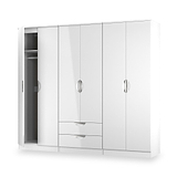 Beckett 6 Door 2 Drawer Wardrobe White Gloss from Roseland Furniture