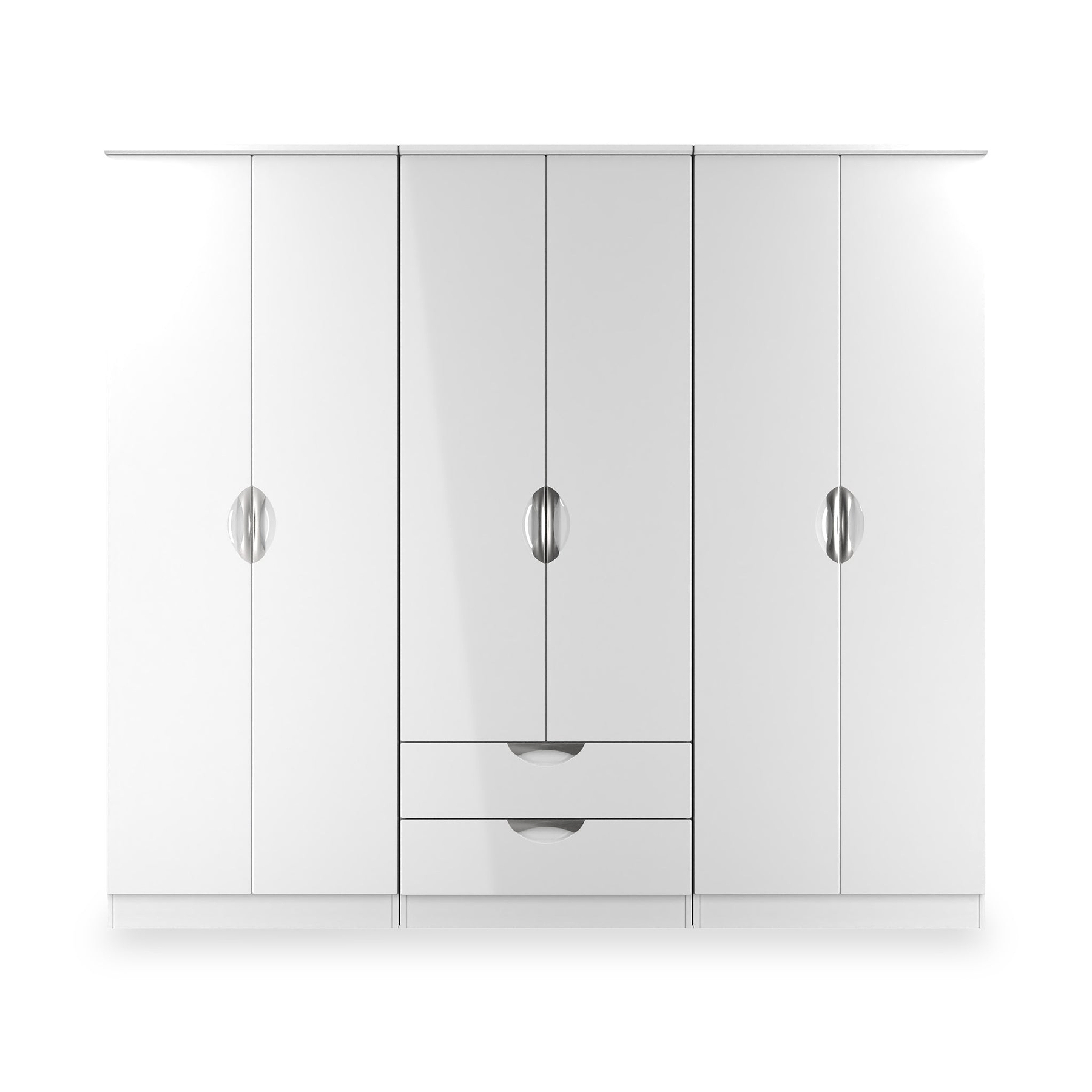 Beckett 6 Door 2 Drawer Wardrobe White Gloss from Roseland Furniture