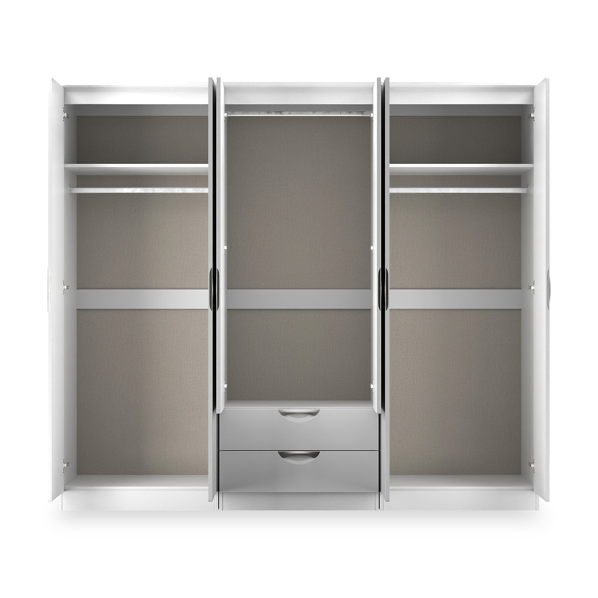 Beckett 6 Door 2 Drawer Wardrobe White Gloss from Roseland Furniture