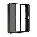 Beckett 4 Door Mirrored Wardrobe Black from Roseland Furniture