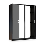 Beckett 4 Door Mirrored Wardrobe Black from Roseland Furniture