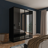 Beckett 4 Door Mirrored Wardrobe Black from Roseland Furniture