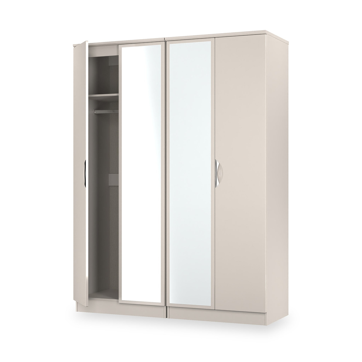 Beckett 4 Door Mirrored Wardrobe Cream from Roseland Furniture