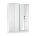 Beckett 4 Door Mirrored Wardrobe White from Roseland Furniture