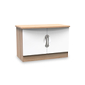 Beckett White Gloss and Light Wood 2 Door Compact TV Unit from Roseland