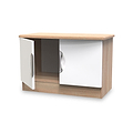 Beckett White Gloss and Light Wood 2 Door Compact TV Cabinet from Roseland