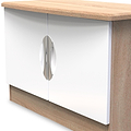 Beckett White Gloss and Light Wood 2 Door Compact TV Unit from Roseland