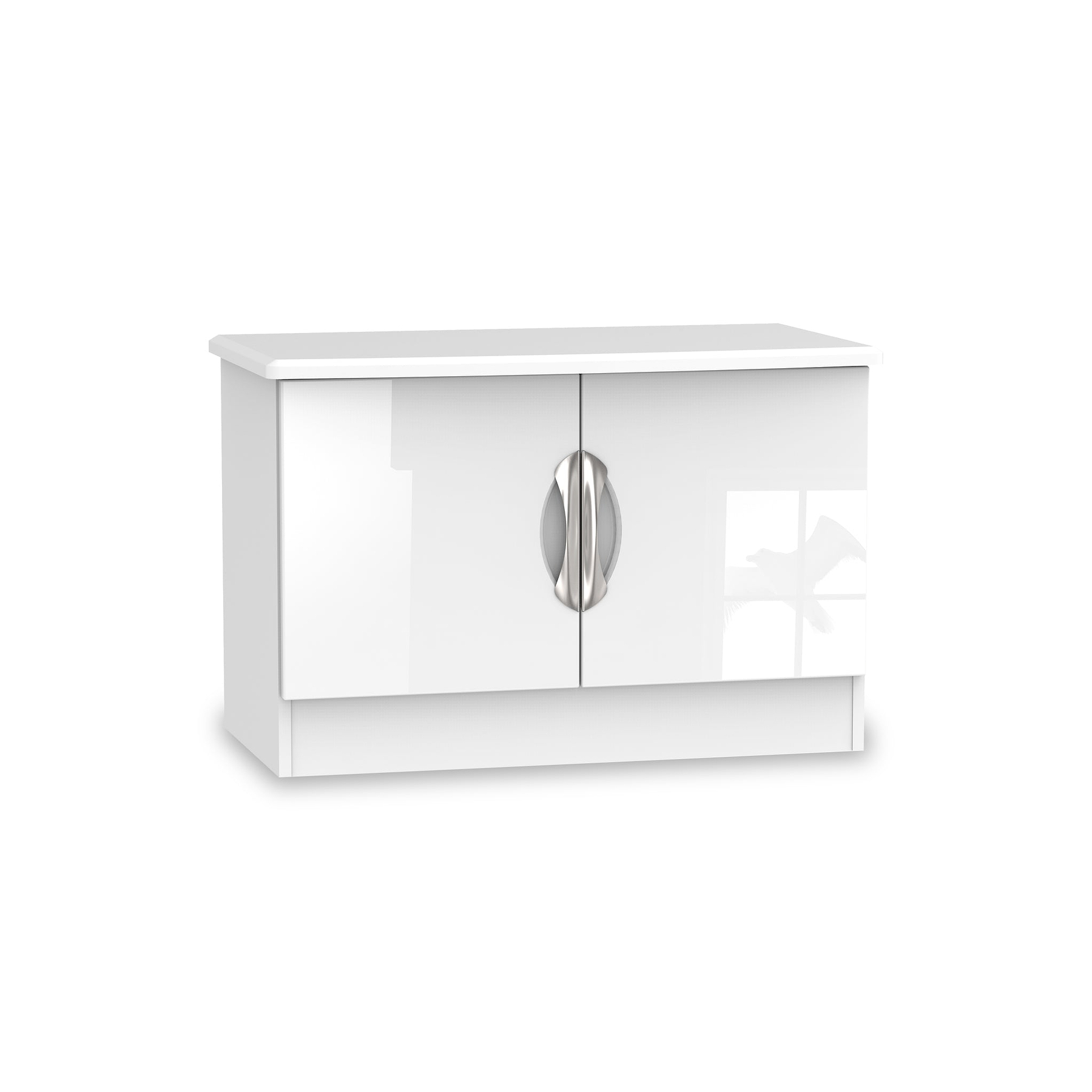 Beckett White Gloss 2 Door Compact TV Unit from Roseland