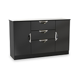 Beckett Black Gloss 2 Door 3 Drawer Sideboard Cabinet by Roseland Furniture