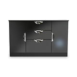 Beckett Black Gloss 2 Door 3 Drawer Sideboard by Roseland Furniture