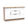Beckett White Gloss & Light Wood 2 Door 3 Drawer Sideboard by Roseland Furniture