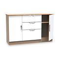 Beckett White Gloss & Light Wood 2 Door 3 Drawer Sideboard Cabinet by Roseland Furniture