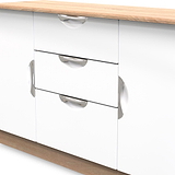 Beckett White Gloss & Light Wood 2 Door 3 Drawer Sideboard by Roseland Furniture
