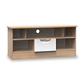 Beckett White Gloss & Light Wood 1 Drawer TV Unit by Roseland Furniture