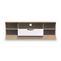 Beckett White Gloss & Light Wood Wide TV Unit by Roseland Furniture