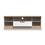 Beckett White Gloss & Light Wood Wide TV Unit by Roseland Furniture