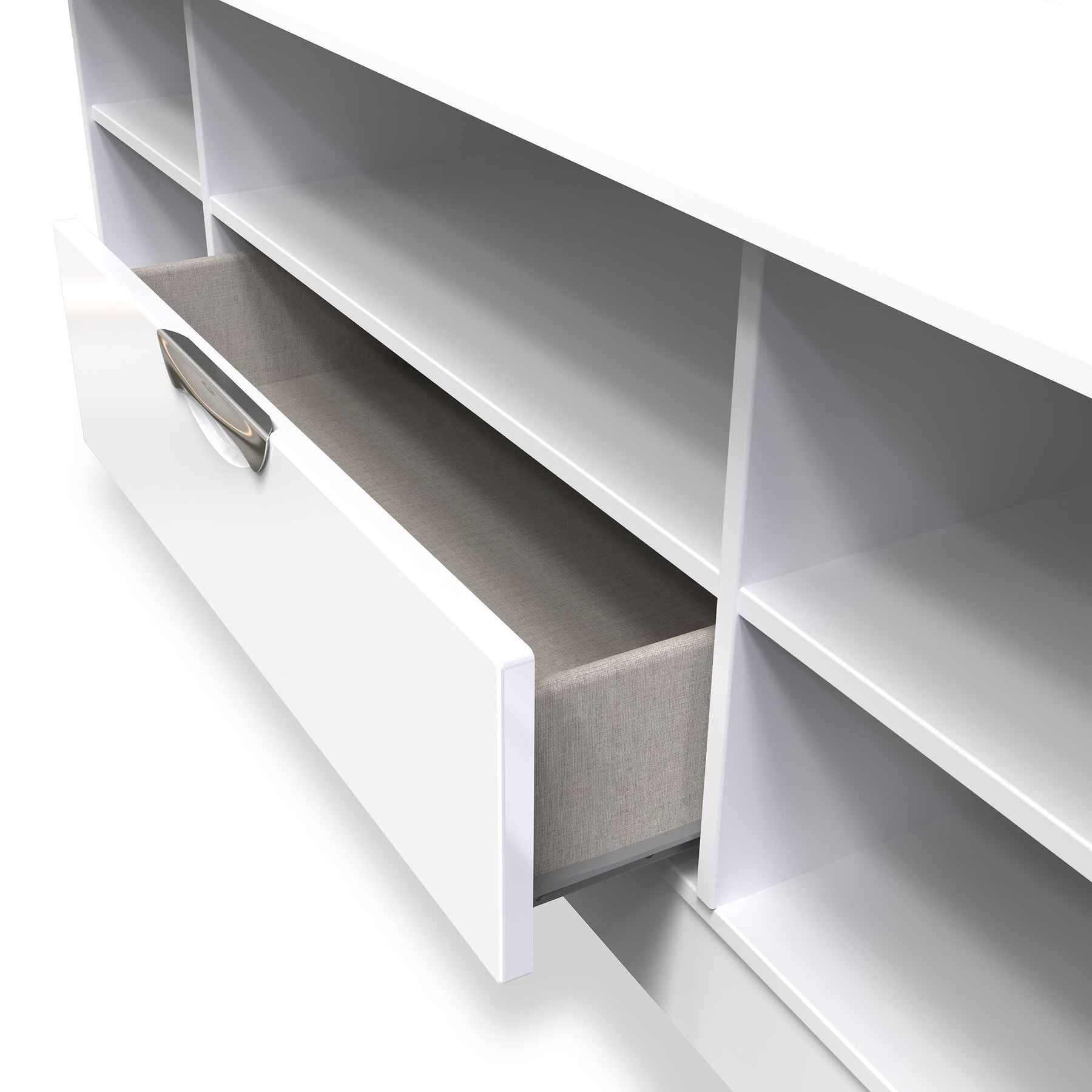 Beckett White Gloss Wide TV Unit by Roseland Furniture
