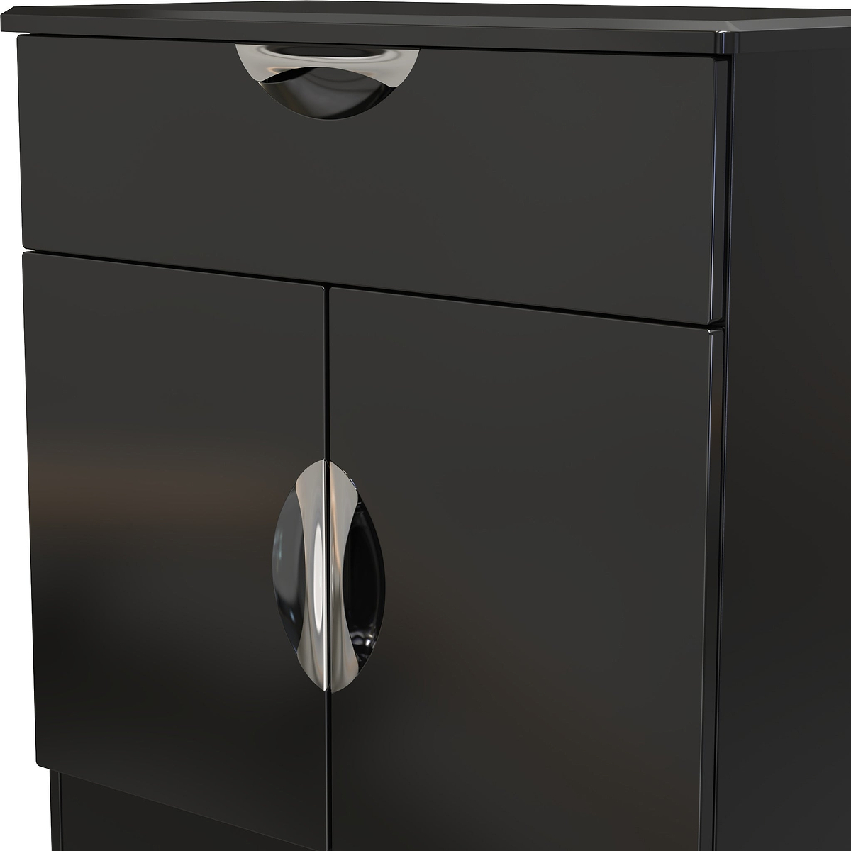Beckett Black Gloss 2 Door 1 Drawer Sideboard by Roseland Furniture