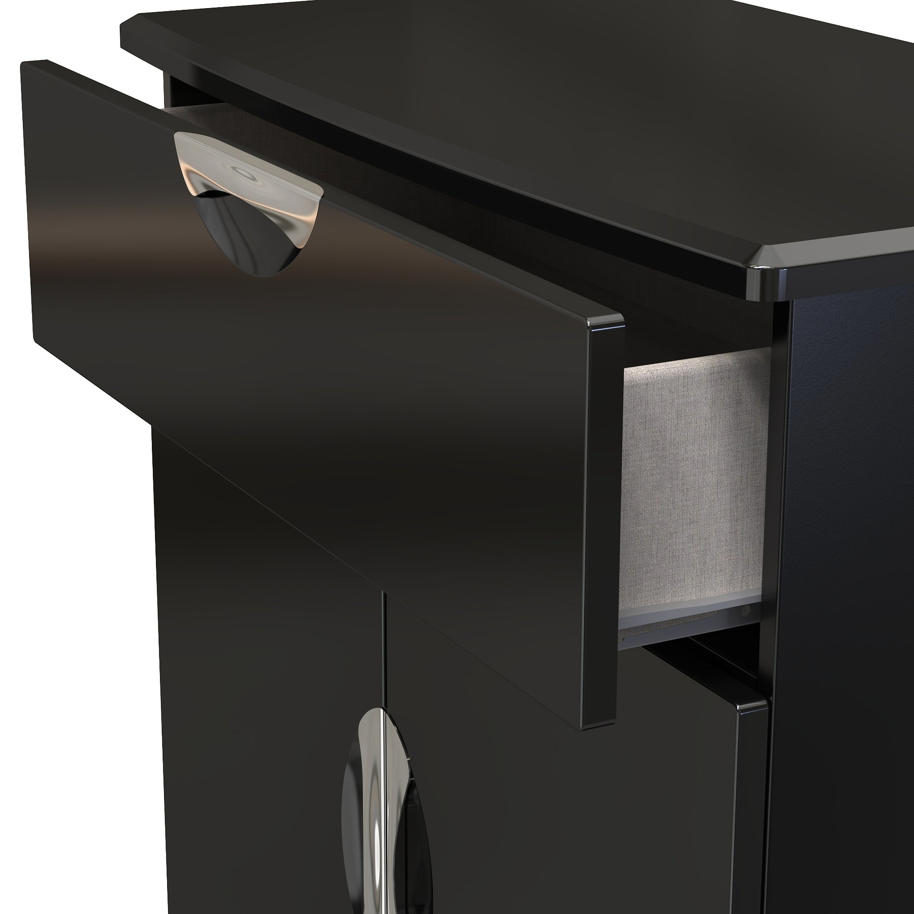 Beckett Black Gloss 2 Door 1 Drawer Sideboard by Roseland Furniture