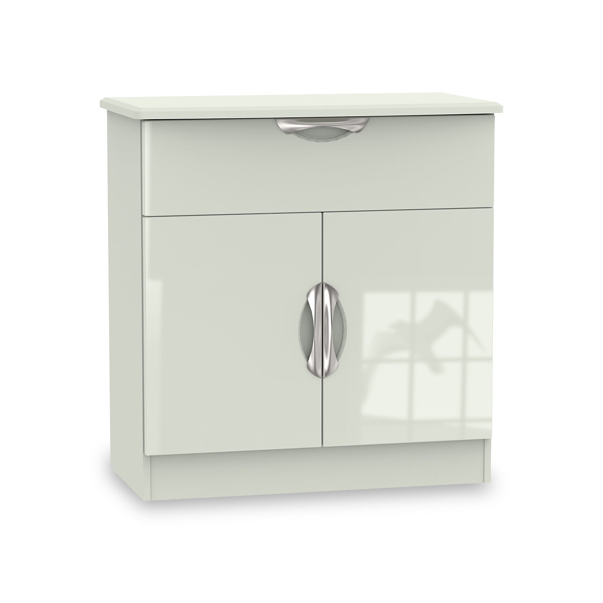 Beckett Cream Gloss 2 Door 1 Drawer Sideboard by Roseland Furniture
