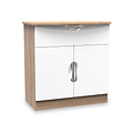 Beckett White Gloss & Light Wood 2 Door 1 Drawer Sideboard by Roseland Furniture