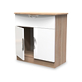 Beckett White Gloss & Light Wood 2 Door 1 Drawer Sideboard by Roseland Furniture