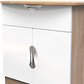 Beckett White Gloss & Light Wood 2 Door 1 Drawer Sideboard by Roseland Furniture