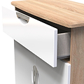 Beckett White Gloss & Light Wood 2 Door 1 Drawer Sideboard by Roseland Furniture