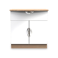 Beckett White Gloss & Light Wood 2 Door 1 Drawer Sideboard by Roseland Furniture
