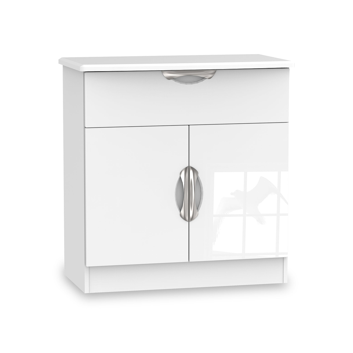 Beckett White Gloss 2 Door 1 Drawer Sideboard by Roseland Furniture