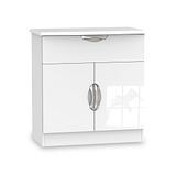 Beckett White Gloss 2 Door 1 Drawer Sideboard by Roseland Furniture