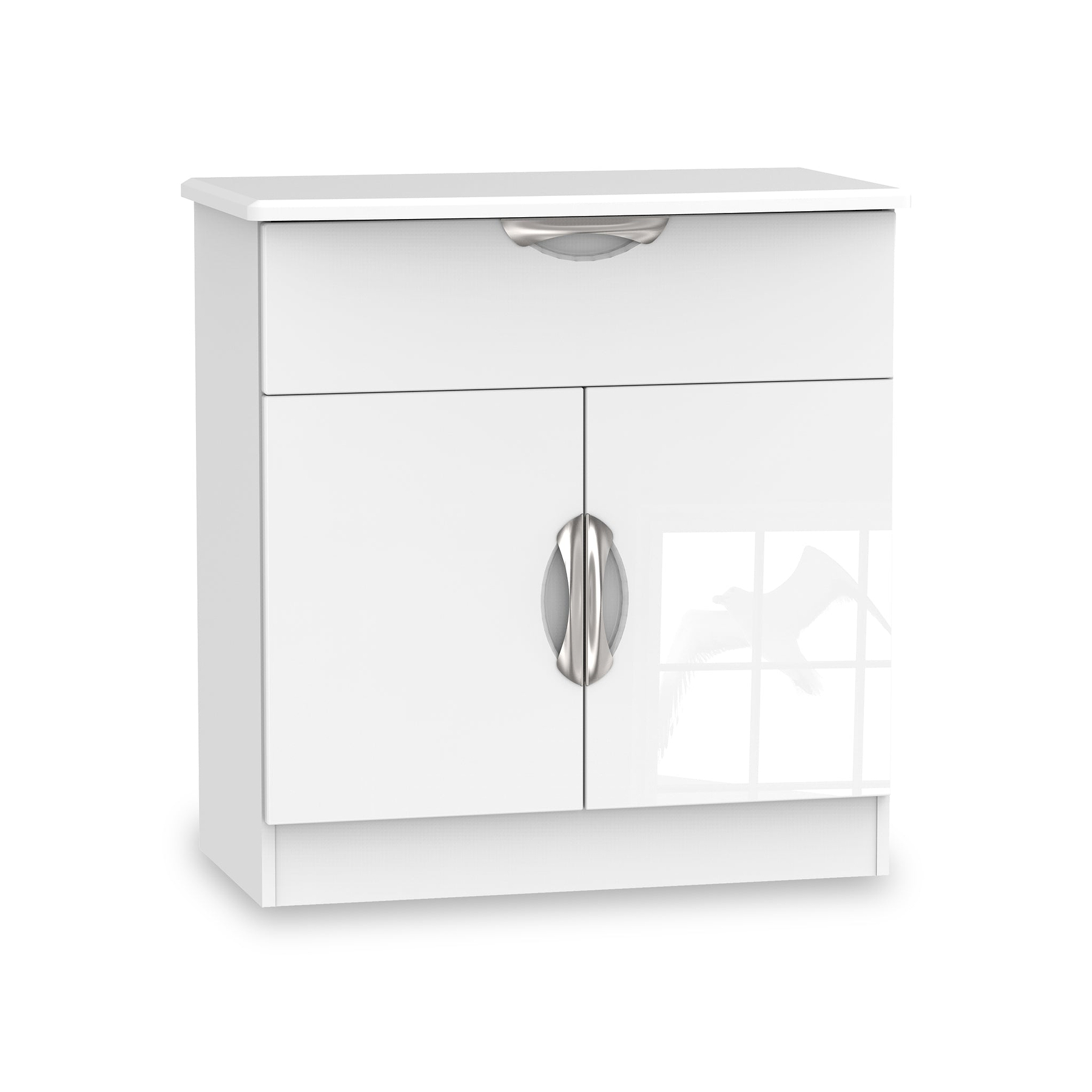 Beckett White Gloss 2 Door 1 Drawer Sideboard by Roseland Furniture