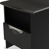 Beckett Black Gloss 1 Drawer with Open Shelf Lamp Table by Roseland Furniture