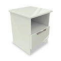 Beckett Cream Gloss 1 Drawer with Open Shelf Lamp Table by Roseland Furniture