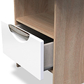 Beckett White Gloss & Light Wood 1 Drawer with Open Shelf Lamp Table by Roseland Furniture