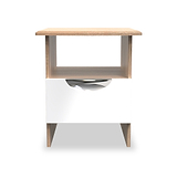 Beckett White Gloss & Light Wood 1 Drawer with Open Shelf Lamp Table by Roseland Furniture
