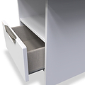 Beckett White Gloss 1 Drawer with Open Shelf Lamp Table by Roseland Furniture