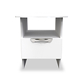 Beckett White Gloss 1 Drawer with Open Shelf Lamp Table by Roseland Furniture