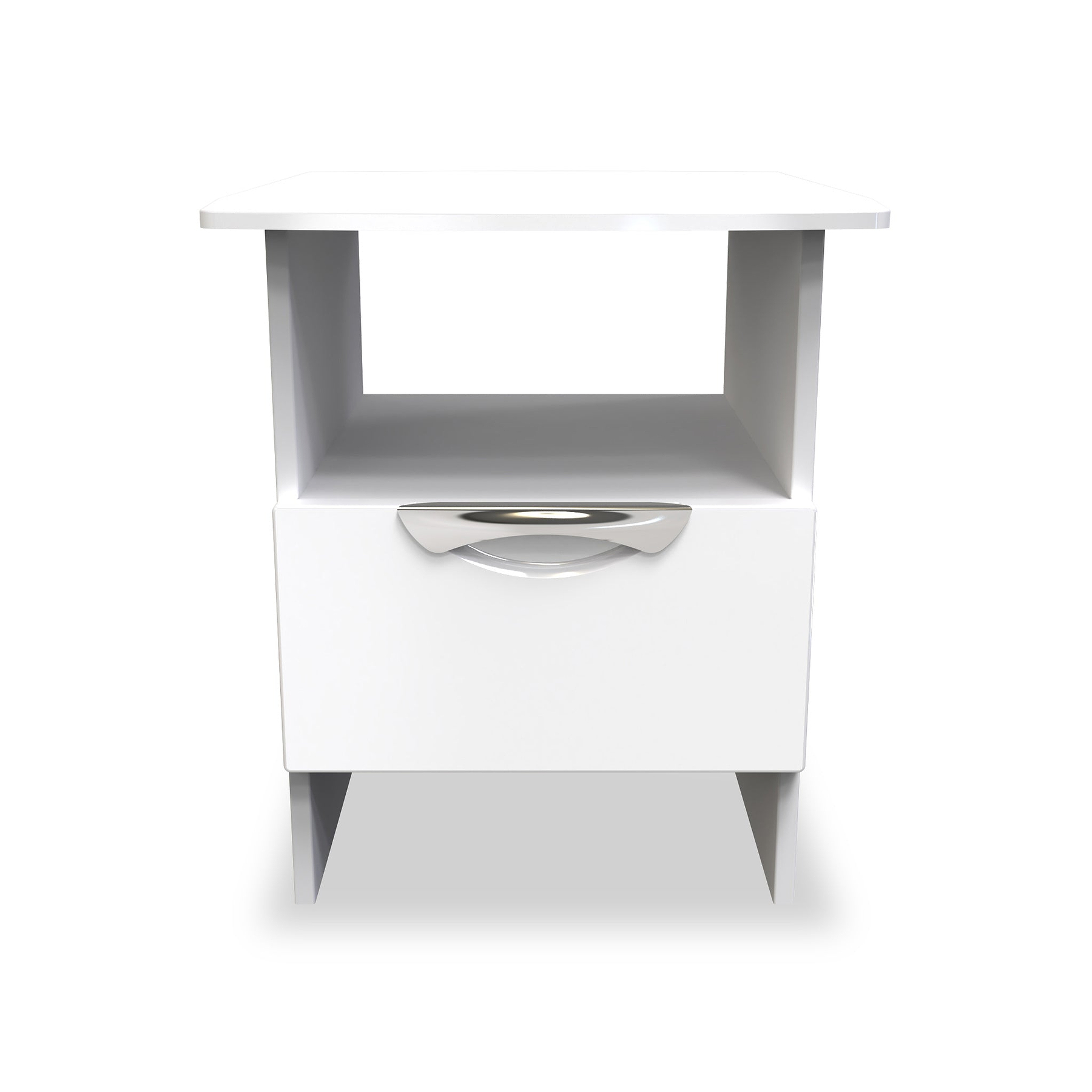 Beckett White Gloss 1 Drawer with Open Shelf Lamp Table by Roseland Furniture