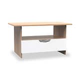 Beckett White Gloss & Light Wood 1 Drawer with Open Shelf Coffee Table by Roseland Furniture