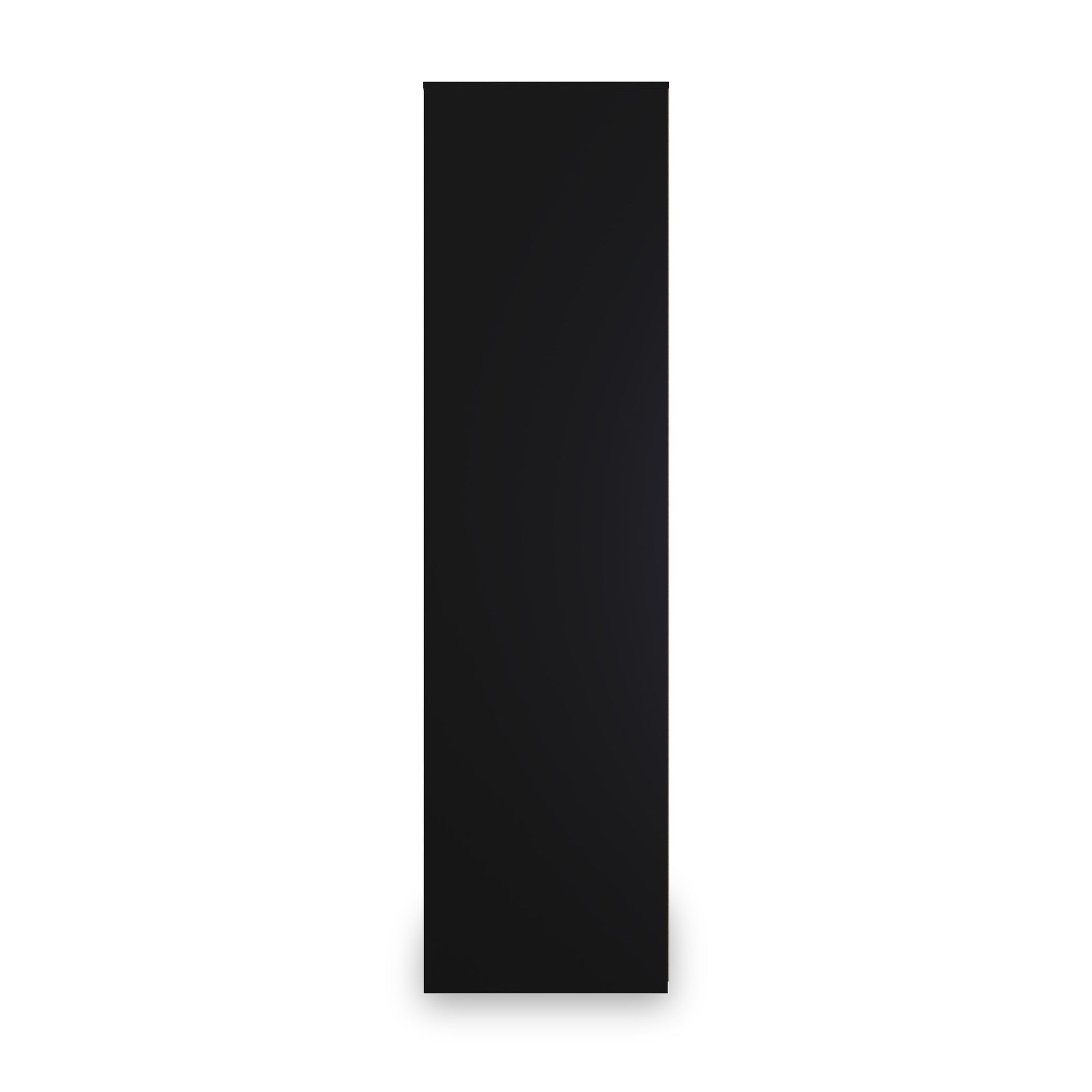 A black vertical rectangle with a very subtle gradient, positioned centrally against a white background.