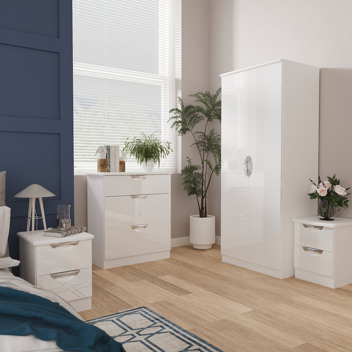 Beckett 4 Piece Bedroom Furniture Set White from Roseland Furniture